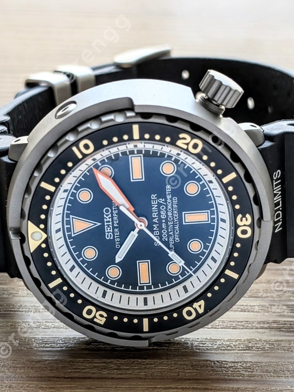 Titanium Tuna Canned Black Seiko Men’s Diver Mod Watch 47mm Sapphire AR Coated - Picture 3 of 11